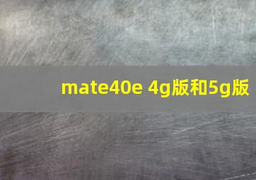 mate40e 4g版和5g版